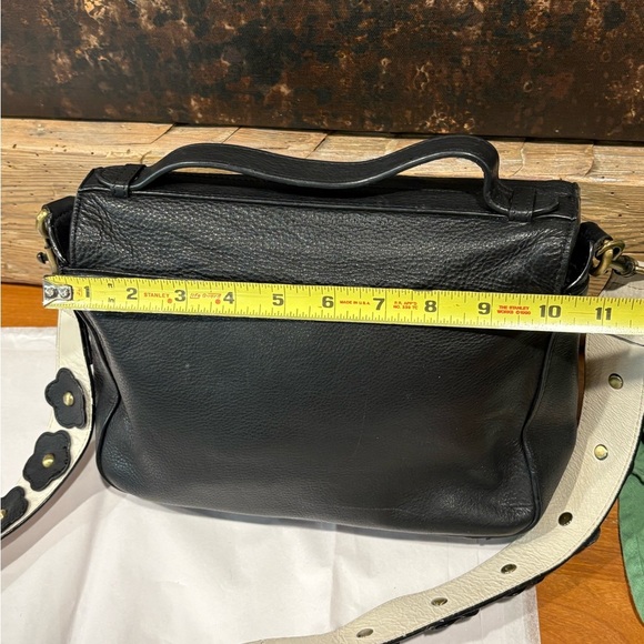 Paradox Leather Black and White Floral Strap Bag - Picture 9 of 12